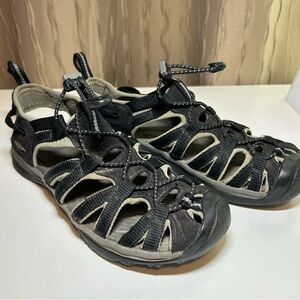 Keen Whisper Women's 7 Waterproof Hiking Close Toed Bungie Slingback Black Tan